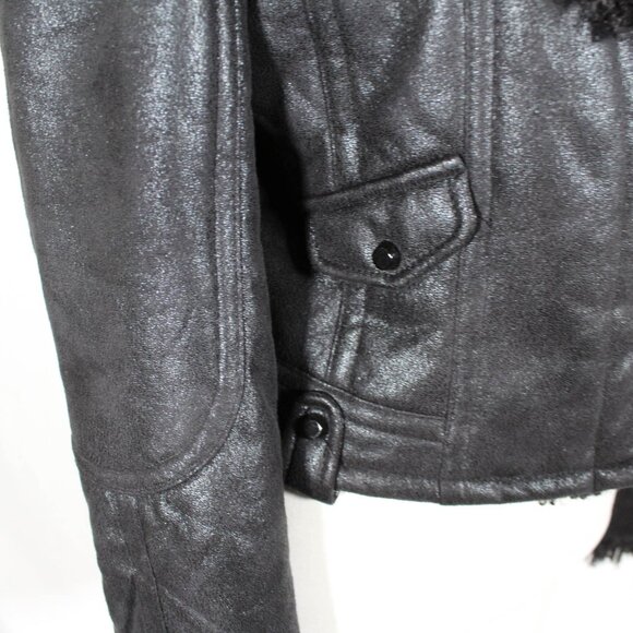 NWT 2014 Penny Lane Style Black Shag Moto Coat | Glam Rocker Goth Chic Jacket | - Picture 10 of 14